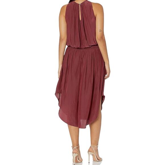Ramy Brook Audrey Elastic Waist Dark Red Maxi Dress Sz S Burgundy Bordeaux - Picture 2 of 12